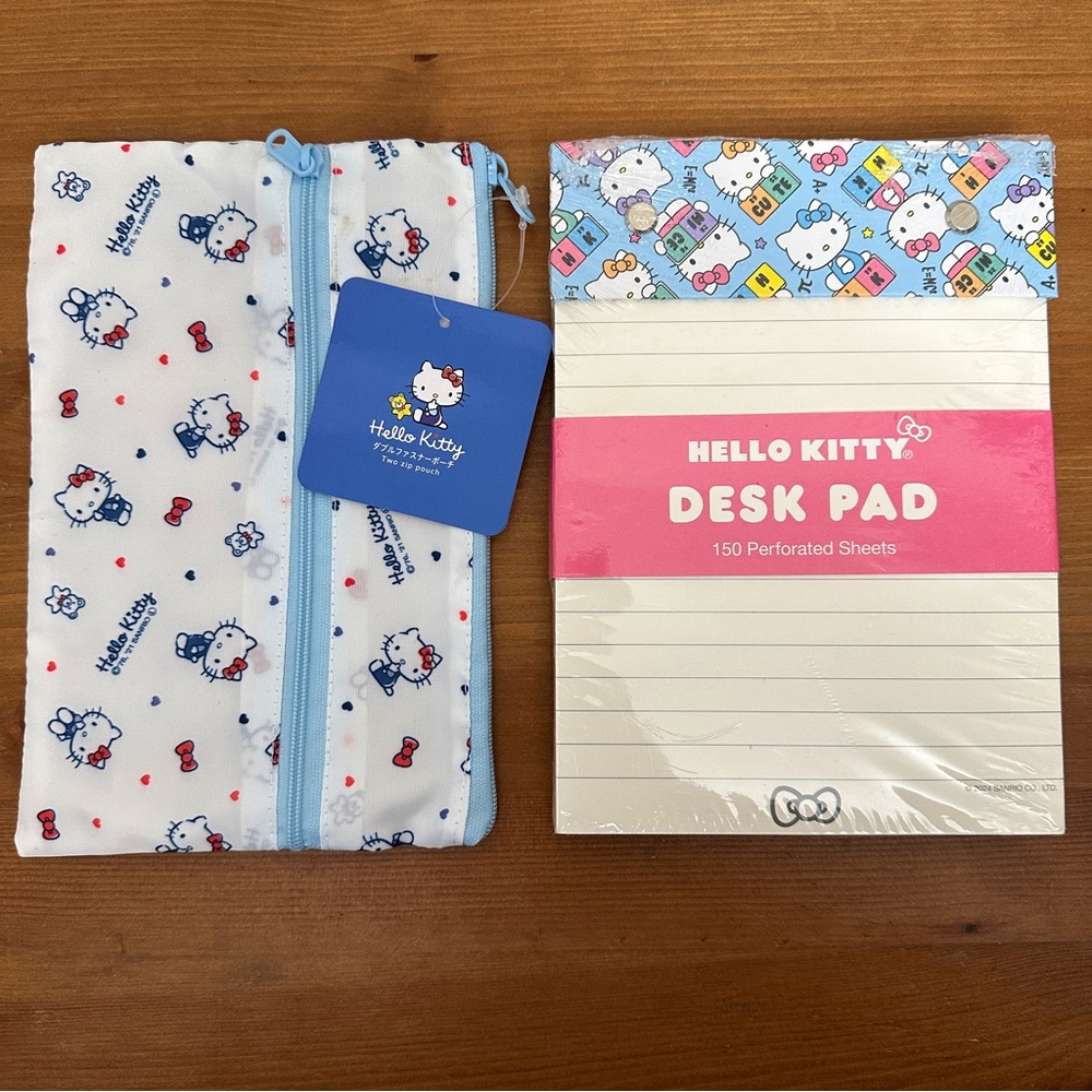 NWT Hello Kitty Note Pad & Zippered Pencil Pouch for School/College/Office